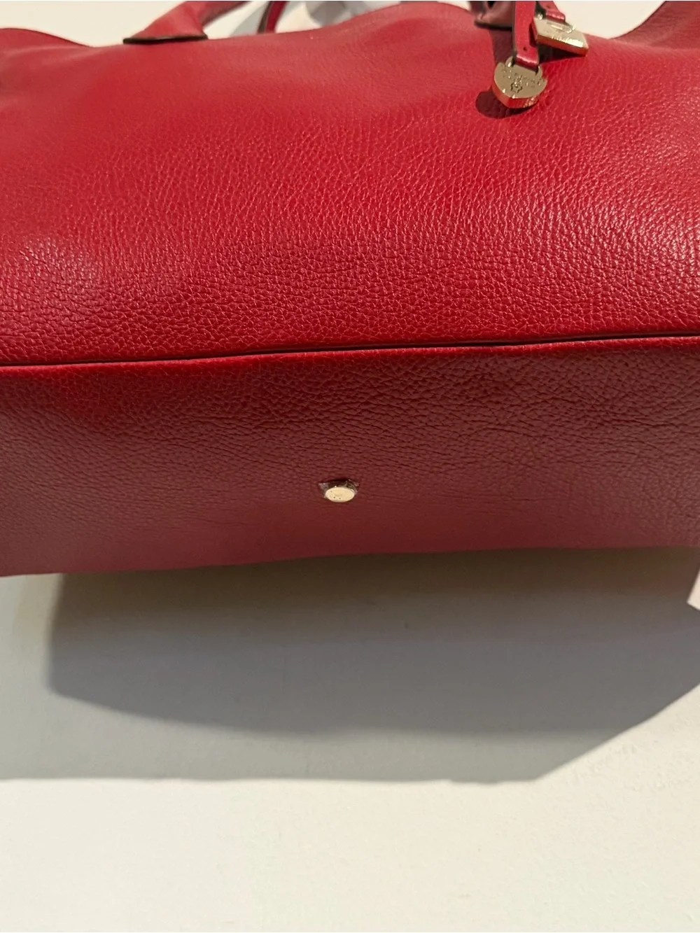 Red Leather Tote with Gold Accent - Women's Everyday Tote